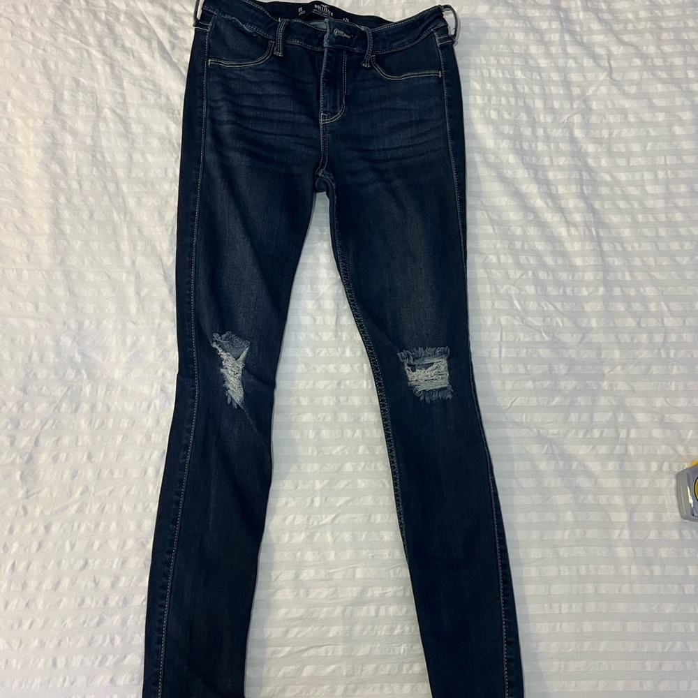 Hollister Blue Skinny Jeans with Distressed Details